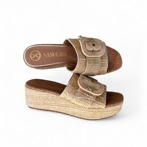 Sam & Libby Boho Woven Platform Slides- Size 8